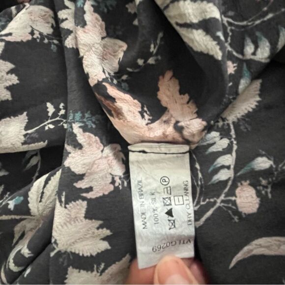 Adriana Degreas 100% Silk Floral Maxi Sleeves Dress Flutter Sundress Size Medium - Picture 10 of 12